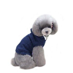 TRADEMARK Baby Dark Blue Cable Knit Fleece Lined Winter Dog Sweater Vest-Size XS